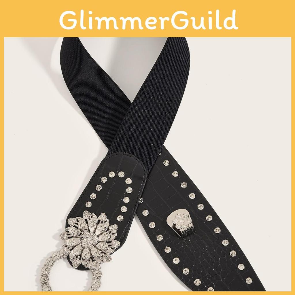 Waist Retro Metal Belt With Floral Water Digger Decor For Women Skirts Outerwear