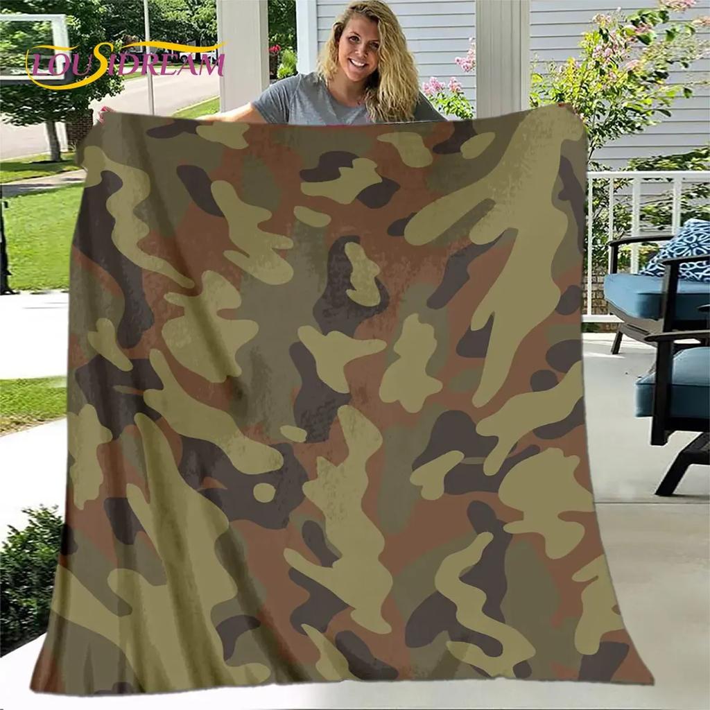 D Colorful Camo Camouflage Throw Blanket Warm Flannel Blanket for Home Living Room Bedroom Beds Sofa Outdoors