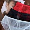 DKGEA 3Pcs Panties Sexy Low-Rise Briefs Lace Women Underwear Black White Red Transparent Underpants