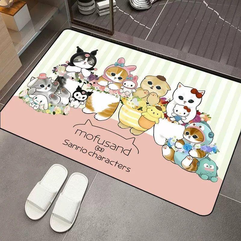 2pcs Cartoon Cat Diatom Mud Floor Mat Bathroom Water Absorption Quick Drying Easy Cleaning Foot Pad Non-slip Mat