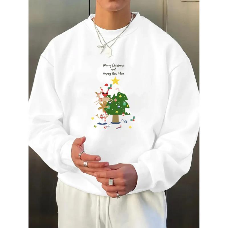 Hot Christmas Fashion Men'S Sweatshirt, New Men'S Print Top, Holiday Gift Round Neck Easy Trendy Print, Comfortable And Breathable