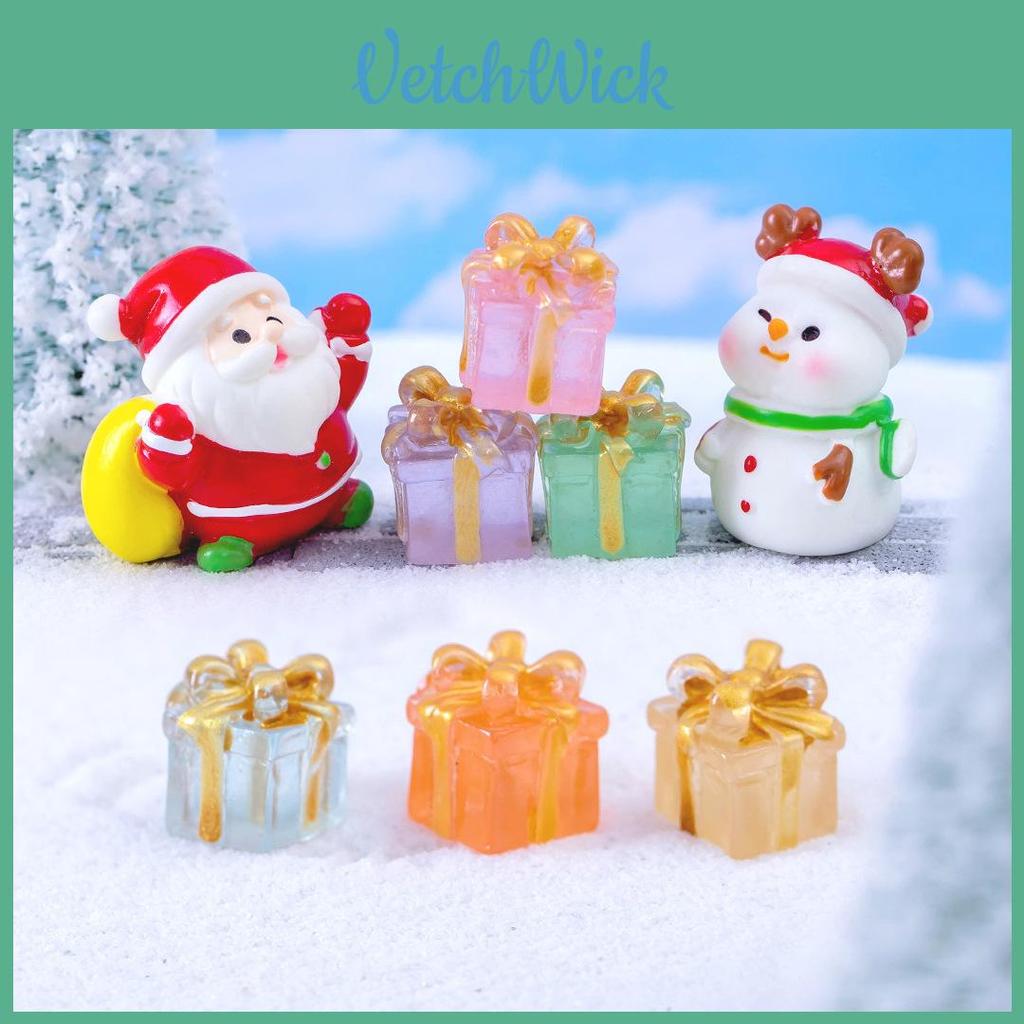 Charming Resin Craft Luminous Gift Box Diy Miniature Night Light Car Ornament Six Colors