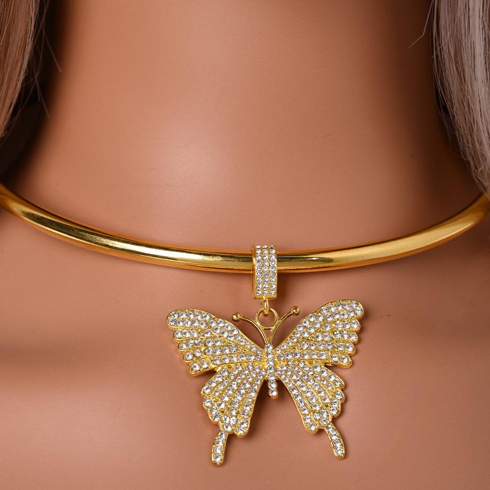 Butterfly Pendant Collar Simple Rhinestone Insect Collar Spider Web Necklace Versatile Jewelry Necklace