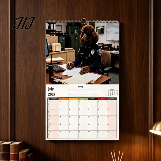 Tier-Hängekalender 2027 Lustiger Hund bei der Arbeit Wandkalender, Jan. 2027-Dez. 12 x Tagesplan-Organizer 8 Zoll Monatsplaner mit