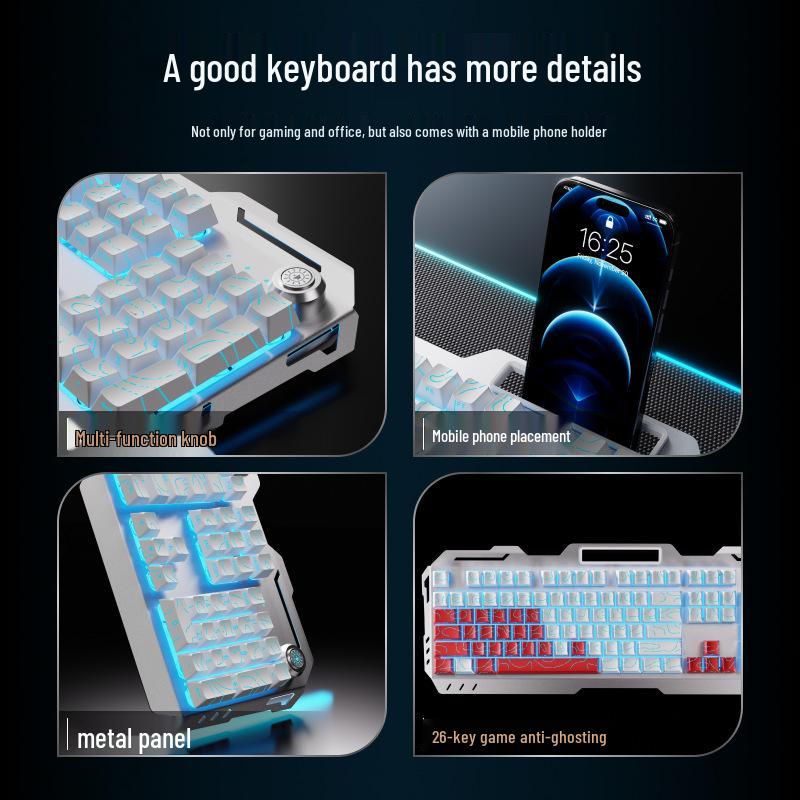 Qianxingzhe GX810 Wired Mechanical Feel Gaming Keyboard & Mouse Set for Esports & Office Use