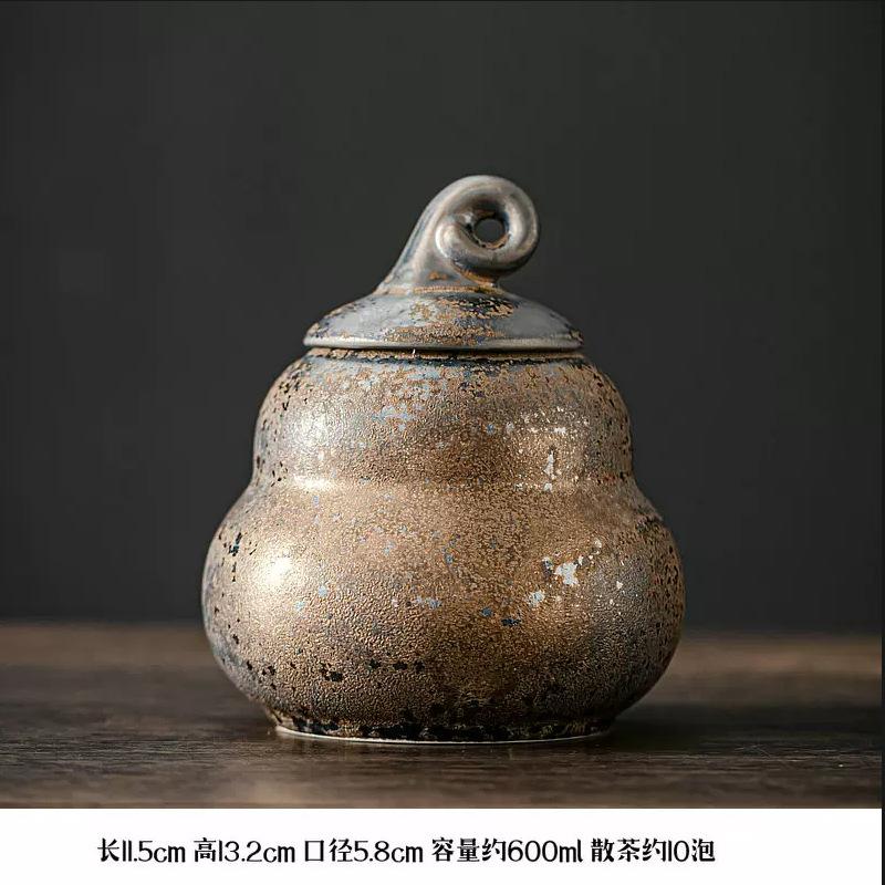 Chinesisches Keramik-Kürbis-Dekorationsgefäß mit Deckel Mehrzweck-Haushaltsbehälter für Tee Nüsse Süßigkeiten und Kaffeebohnen Aufbewahrungsgefäß