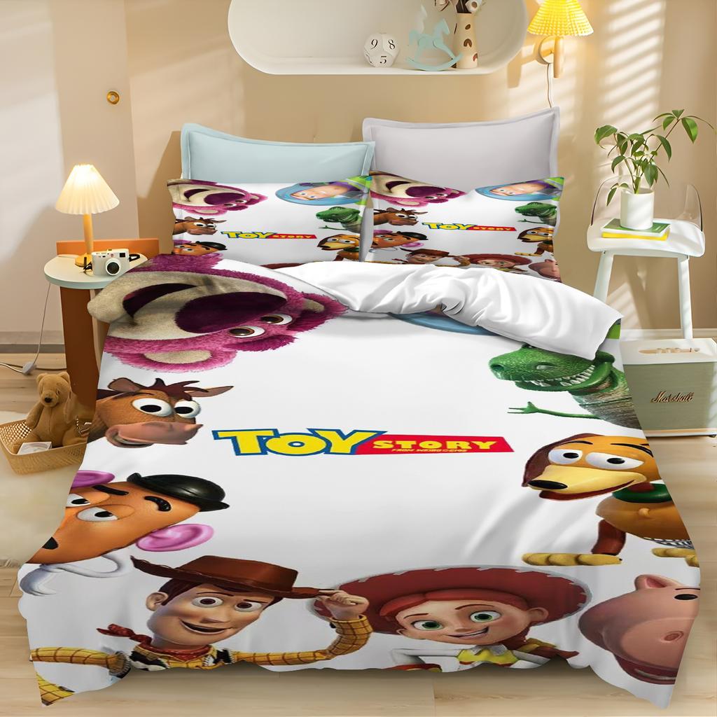 Toy Story Cartoon Quilt Cover Bedding Set For Boys, Polyester, Cute Printed, Skin Friendly, Breathable, Home Textiles, Anime