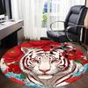 1pc Tiger Floral Pattern Chair Carpet for Office, Round Non-Slip Durable Large Size Office Carpet, Suitable for Office, Beautiful Decoration