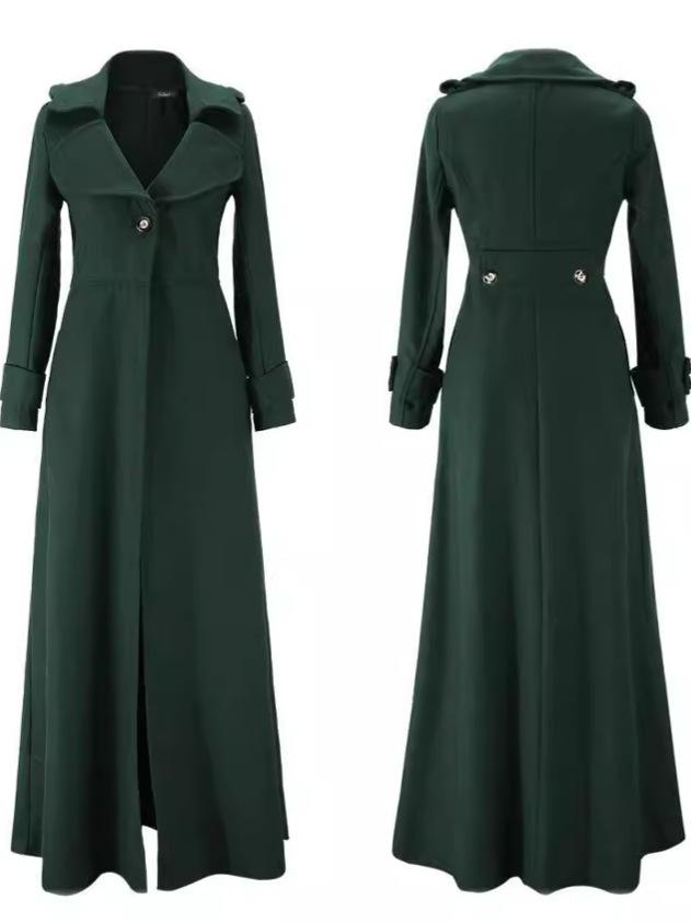 Cappotto da donna in lana con revers extra-lungo: Trench monocolore Autunno/Inverno.