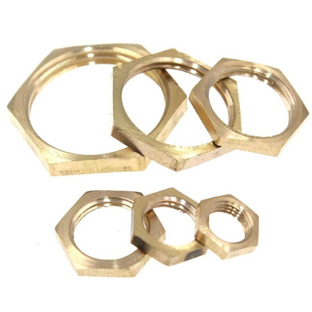 10Pcs Brass Hex Lock Nuts BSP 1/8" 1/4" 3/8" 1/2" 3/4" 1" Hexagonal Shank Cap Flange Nut Female Thread Water Tank Joint