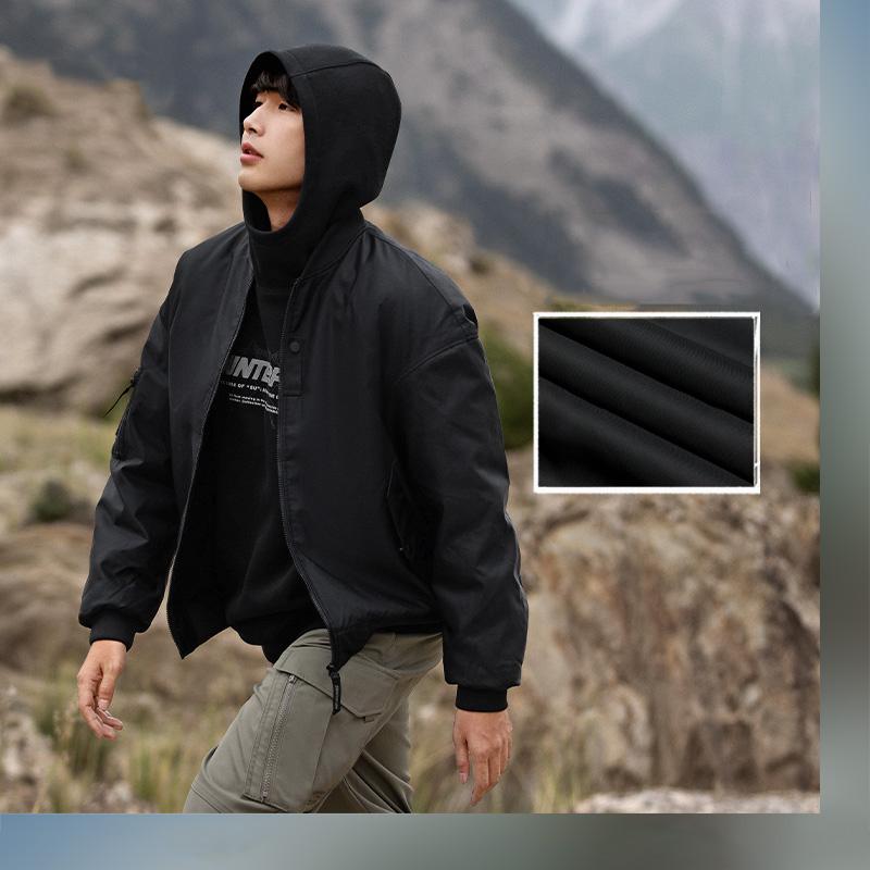 Li Ning CF Water Series S potiskem písmen Volná bunda s baseballovým límcem Unisex bunda Černá AJMT249-1