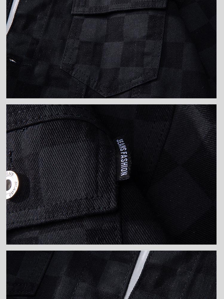 Men's Loose Plaid Grid Plush Denim Jacket - Korean Style, Youthful, Long Sleeve for Autumn/Winter