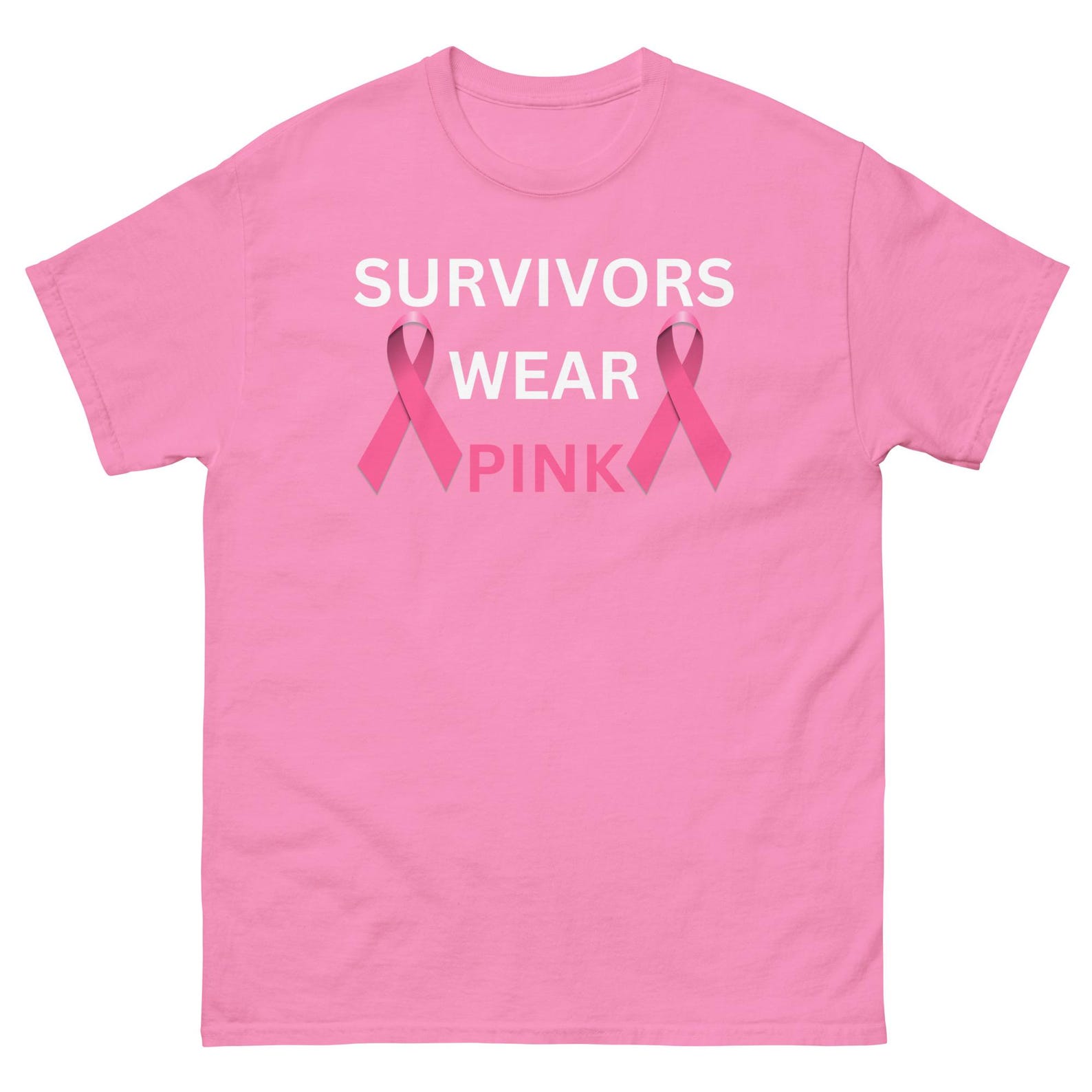 Empowerment Unisex Shirt: “Survivors Wear Pink” - Celebrate Breast Cancer Warriors with Style and Strength (White) S