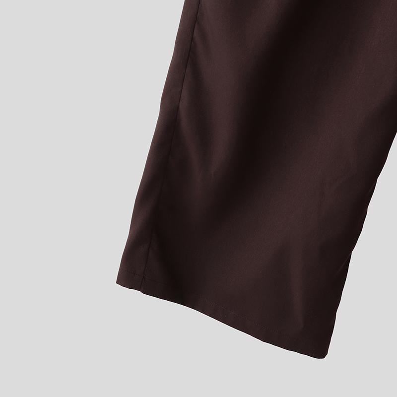 INCERUN Men Bandage Zip-up Waist Long Wide Leg Pants Casual Pockets Trousers