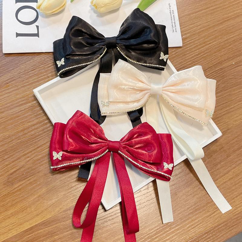 Elegant Sweet Bow Ponytail Hair Clip Solid Color Big Bowknot Hairpins For Women Girls Simple Hair Accessories Gifts