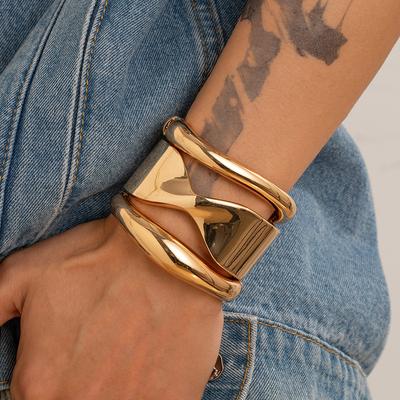 Metal Bracelet for Men Hip Hop Fashion Personality Smooth Spring Open Bracelet Irregular Men's Jewelry