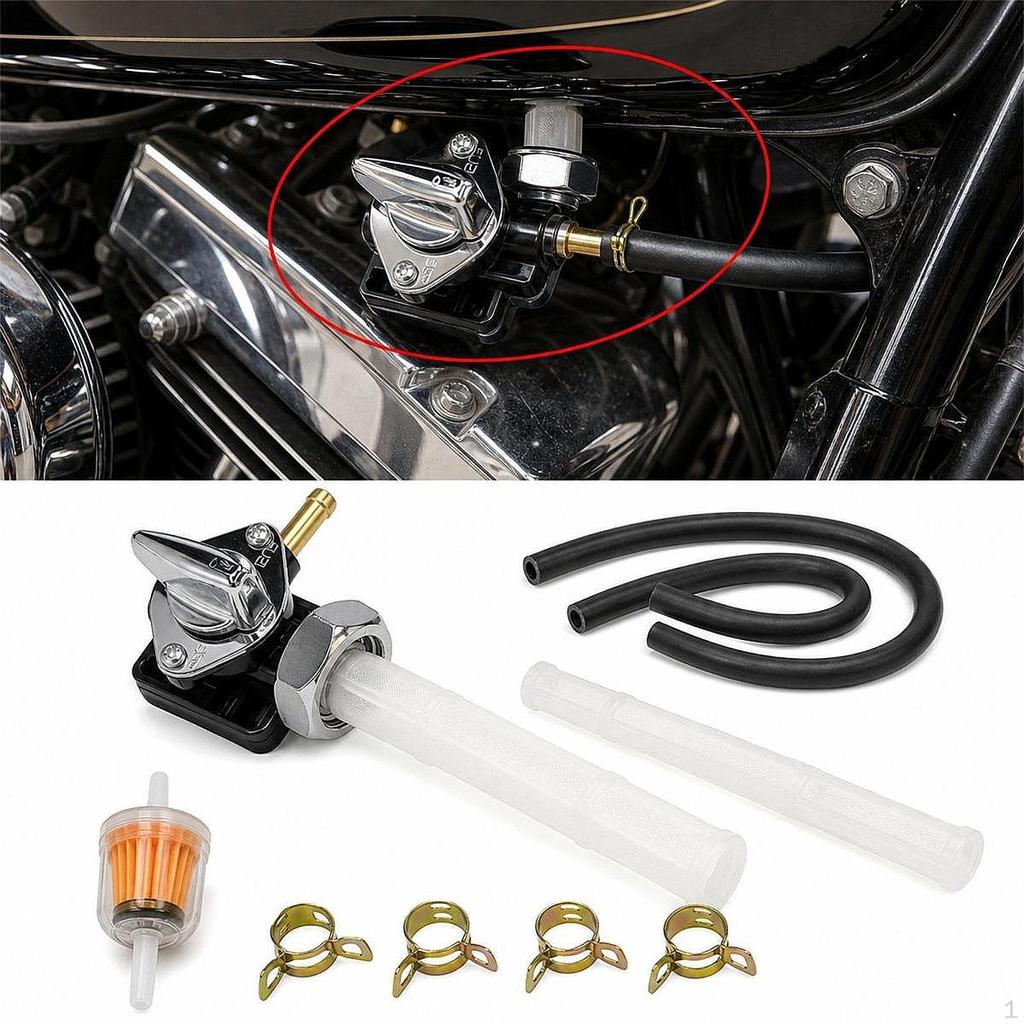 Motorcycle Fuel Valve Petcock with Male Thread Vacuumed Switch Metal High Performance
