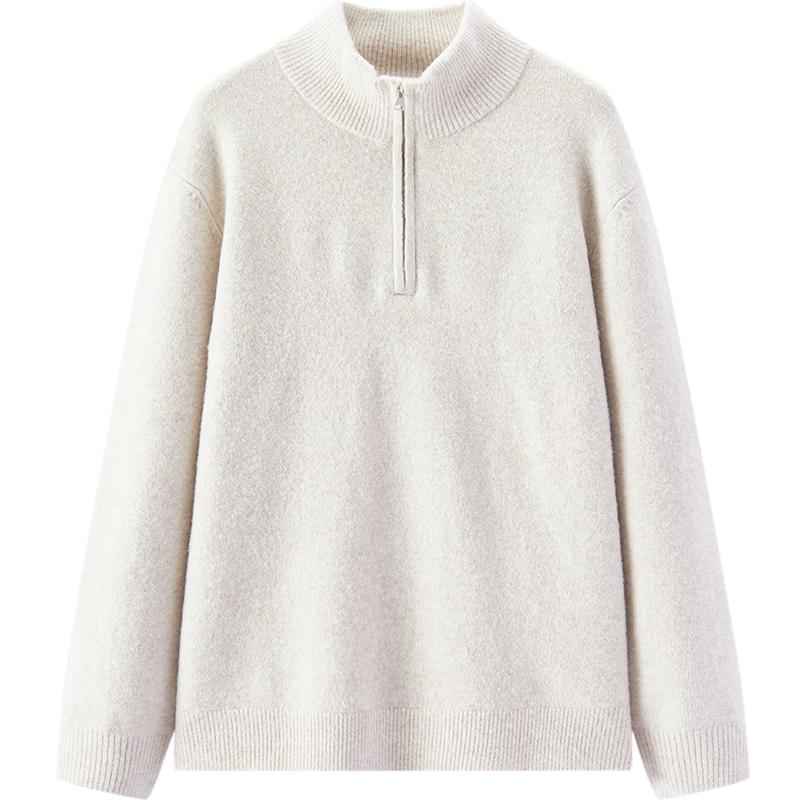 

Semir Men s Half-Placket High-Neck Wool Blend Knit Sweater L