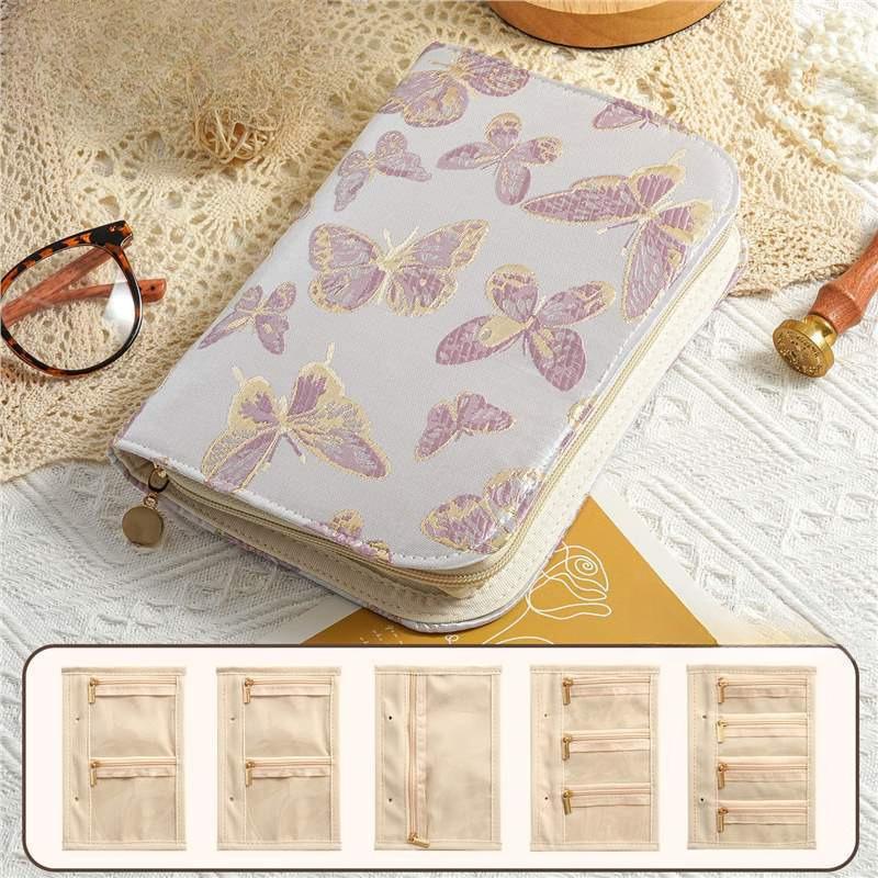 

Luxury Jewelry Organizer Book Case Zipper Travel Velvet Storage Bag for Rings Earrings Necklaces CLE 15.8*22cm