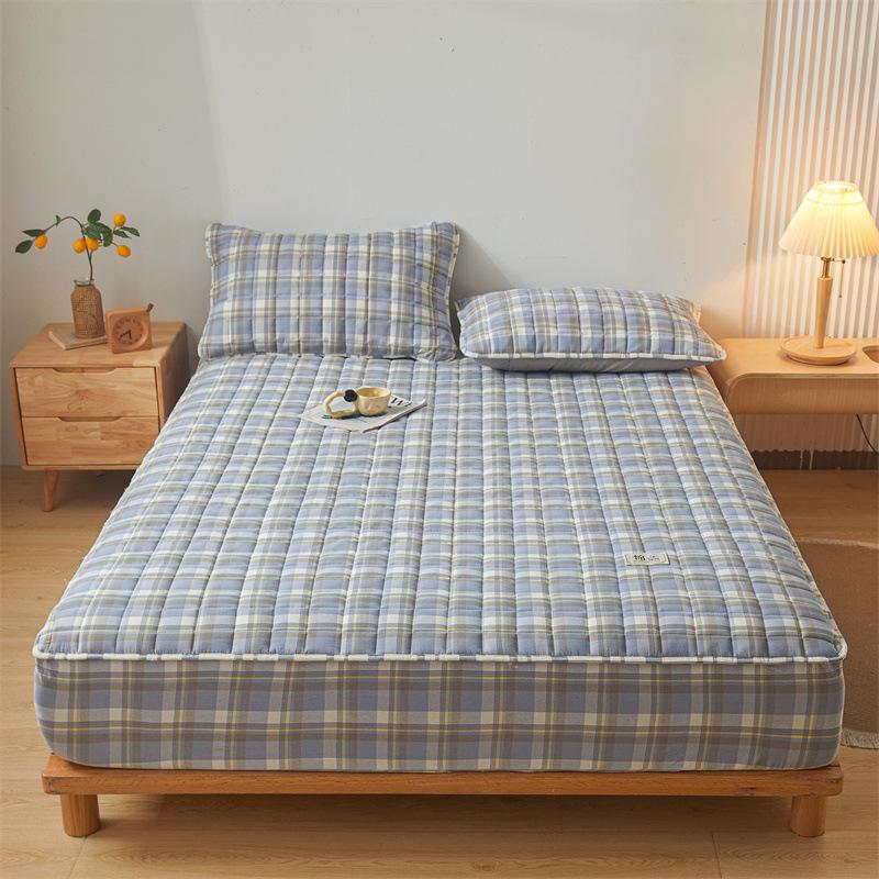 Small Fresh Style Warm Yarn-dyed Cotton Washed Cotton Bed Sheet Soy Quilted Bed Cover Simmons Protective Cover