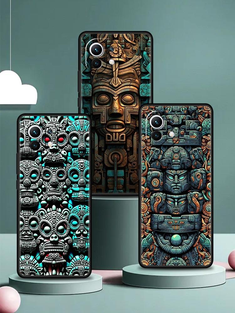 Vintage Totem Painting Phone Case Cover for Xiaomi Mi 17 15 14 13 12 11 Ultra 15T 14T 13T 12T 11T Pro Lite 5G Soft TPU Shell Bag