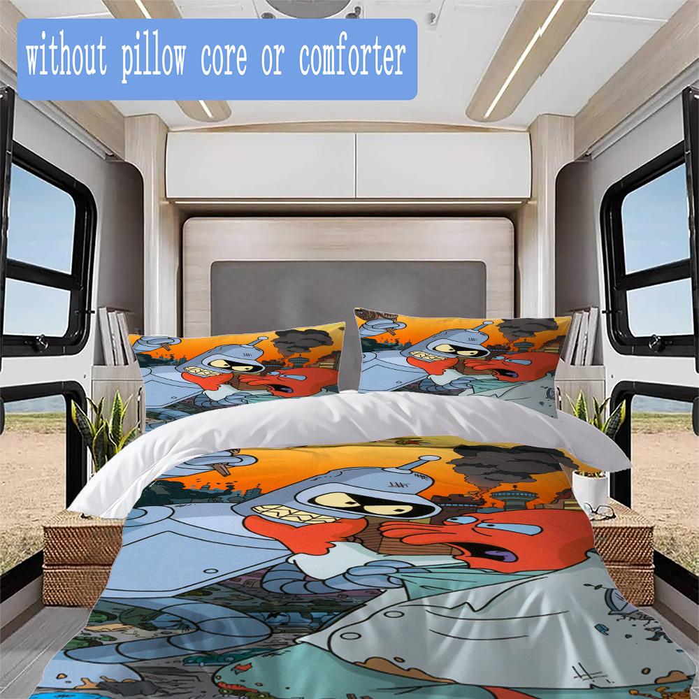 Robot cartoon Pattern Bedding,Quilt Set Quilt Cover Pillowcase Home Birthday Gift (1*duvet cover+2*pillowcase,without core)XSJT0917350