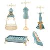 Retro Nordic Jewelry Display Stand Peacock Blue Bronzing Rotating Rack Earring Holder Necklace Ring Pendant Bracelet Organizer