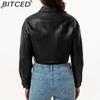 BITCED Spring/Autumn Loose-Fit Casual Leather Jacket for Women Long-Sleeved Single-Breasted Short-Length Jacket