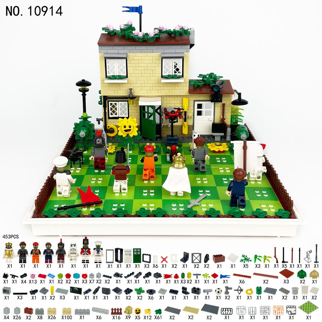 MOC Plant Town Defense Battle Chessboard Building Block Toy