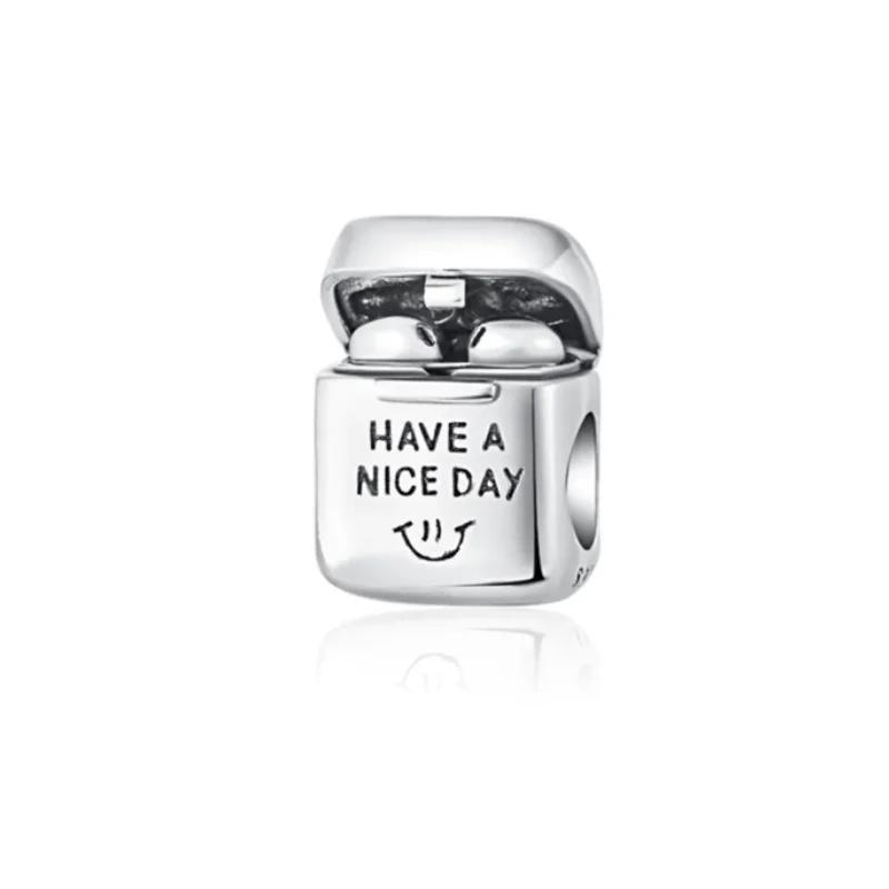New 925 Silver musical instrument Charm Bead Earphone Guitar Piano Pendant Fit Original Bracelet Man Women DIY Jewelry Gift