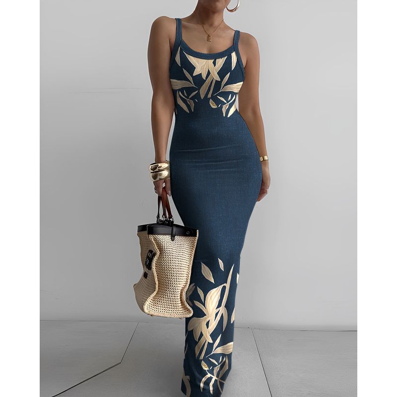 Tailored and Tight Long Dress with Camisole Sling Slim Fit Skinny Long Dress