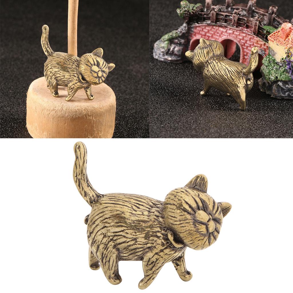 Metal Cats Decors Figurines Animal Statue Cats Decorative Objects for Living Room,Bookshelf,Side Table Decorations