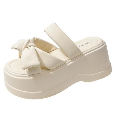 Fashion High Platform Sandals Women New Summer Breathable 8CM High Heels Ladies Butterfiy Knot Wedges Chunky Slippers Sandalias Mujer