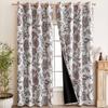 Full Blackout Curtain With Eco-Friendly Coating Floral Geometric Patterns Grommet Top Living Room Bedroom