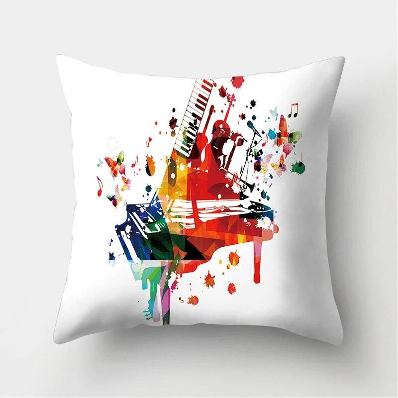Musical Instrument Pattern Cushion Pillowcase  Cover Pillow Sofa Decorative