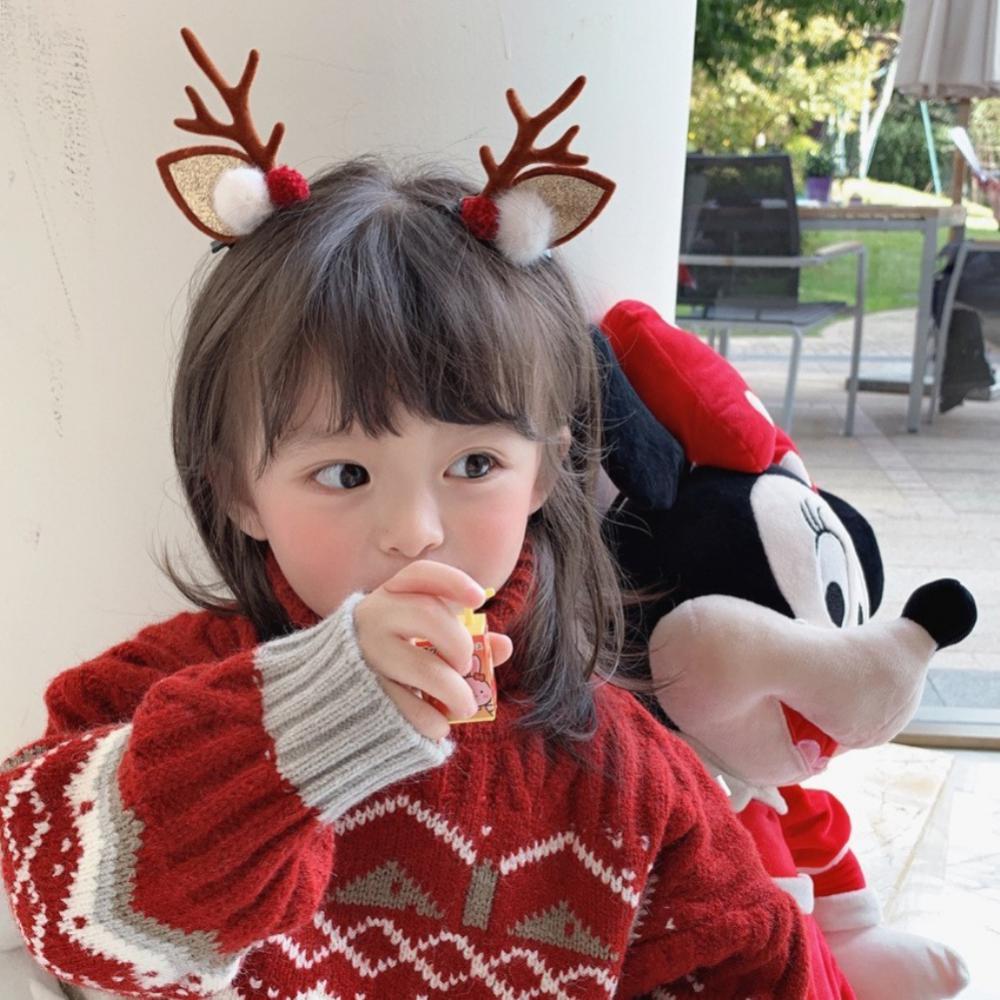 Christmas Hair Hoop Girls Plush Reindeer Antlers Deer Ear Christmas Party Cosplay Girls Headbands Festival Hair Accessories Gift