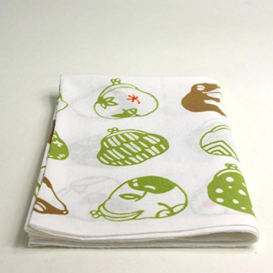 Edoten Todaya Shoten Niwazome Tenugui with Clasp Purse White and Approximately 37 X 98 Cm (hand Towel) 937, Green,