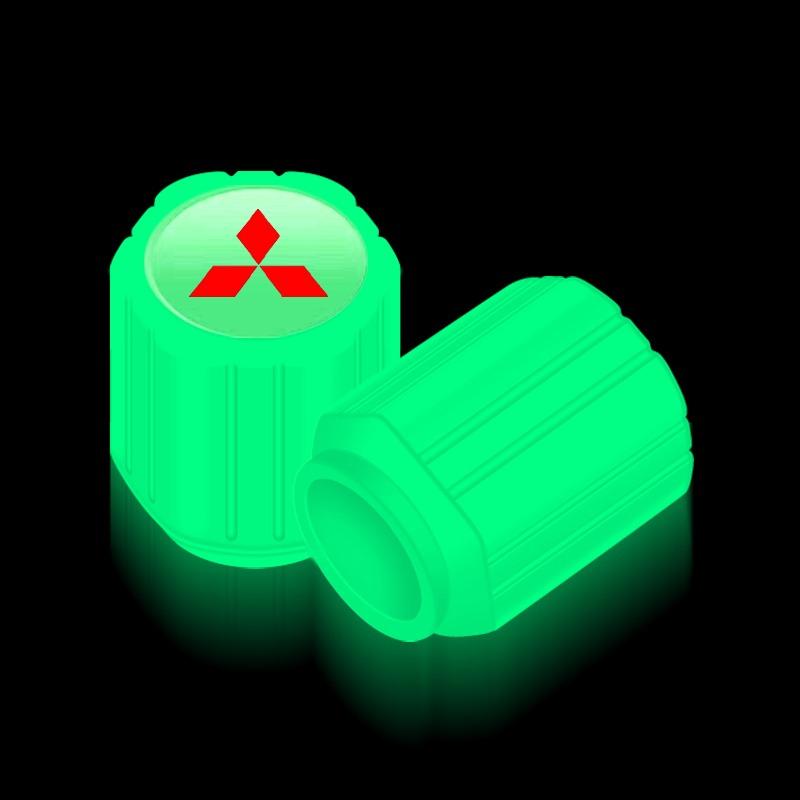 Luminous Car Tire Valve Caps Fluorescent Motorcycle Wheel Tyre For Mitsubishi ASX Lancer L200 Pajero Sport Attrage Mirage Eclipse
