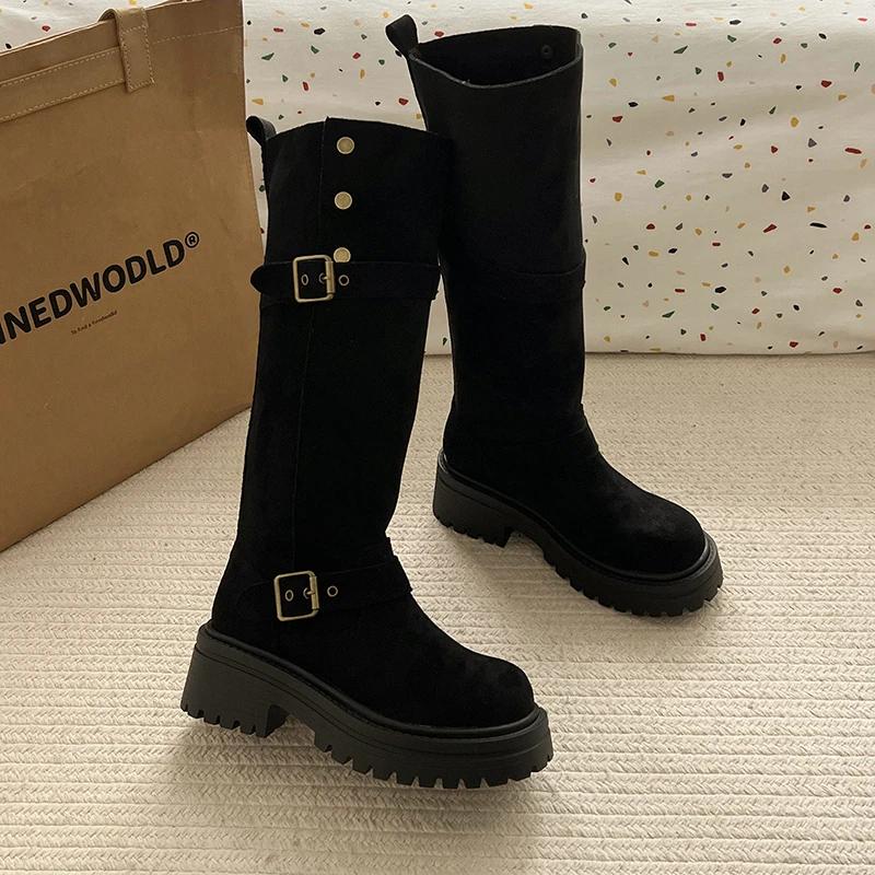 

мода Винтаж Зимние женские ковбойские сапоги в стиле вестерн Модные слипоны Современные длинные женские элегантные толстые каблуки Botas Mujer 35