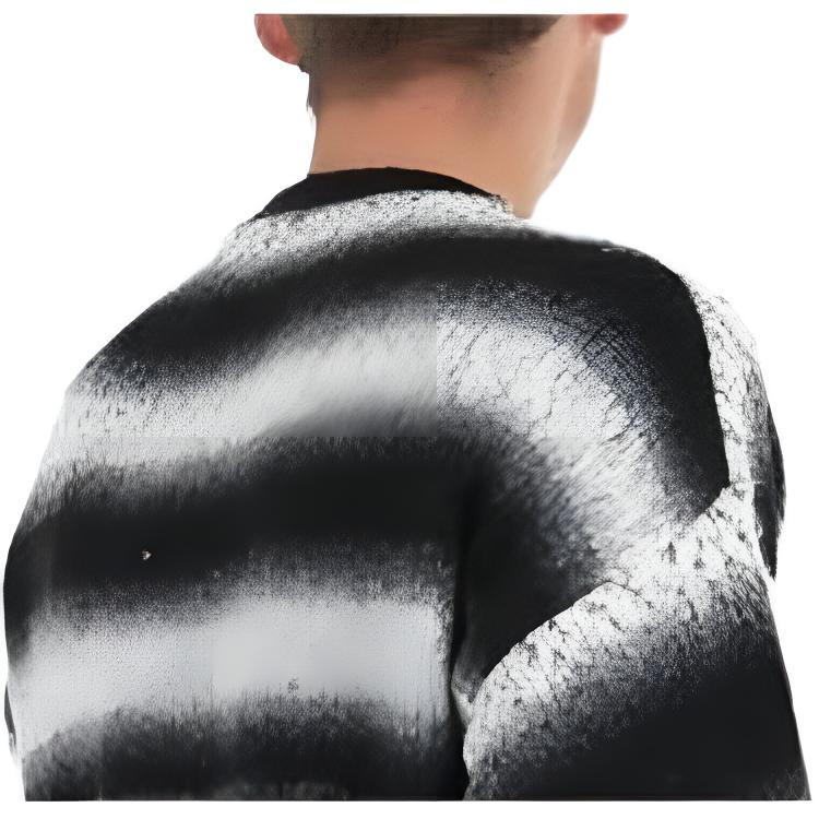 WE11DONE Knitted Striped Pullover Round Neck Long Sleeve Sweater Unisex Sweater Black WD-KT9-20-008-U-BLACK