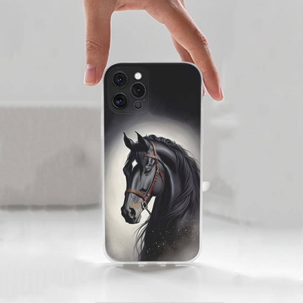 Galloping Horse Animal For iPhone 12,Mini,16,X,17,Plus,11,Max,13,XR,15,Pro,14,SE,XS,Transparent Soft Cover Case