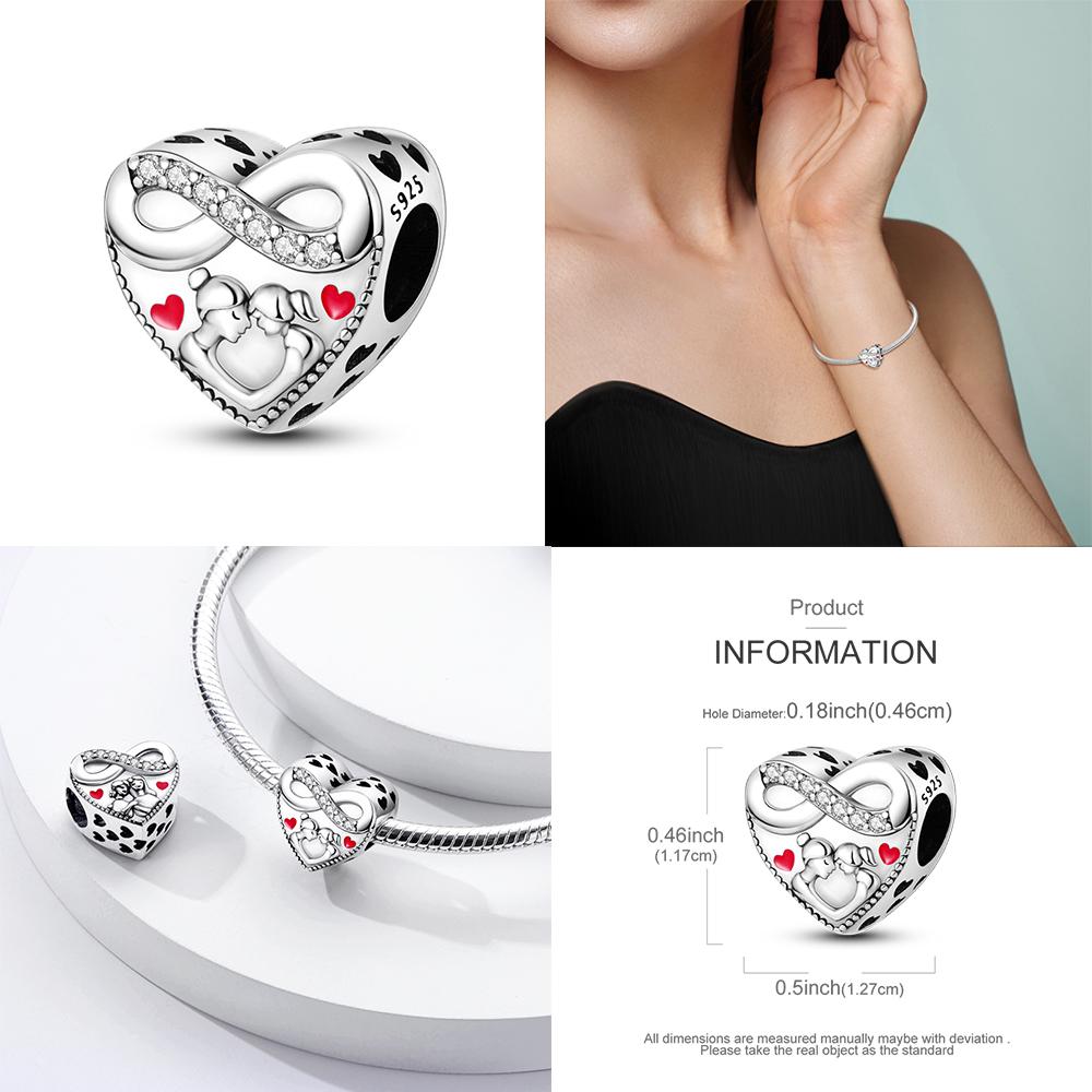 Copper Charms Family Friendship Forever Pendant Fit Original Pan Beads Bracelet Making For Woman Jewelry Dangle Charm Diy