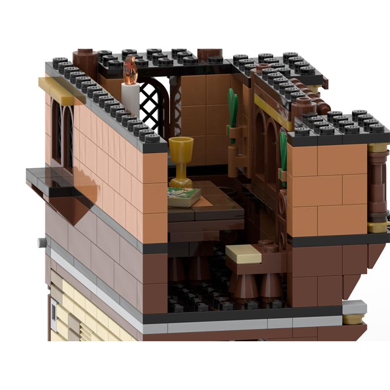 MOC-177014 Mittelalterliche Straßenszene Hausbau-Serie Puzzle DIY Kreatives Spielzeugmodell Ornamente Weihnachtsgeschenk