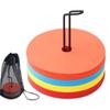 HIRAISM Flat Marker Cones for Soccer and Futsal Practice, Stand, and Storage Bag (Set of 16)