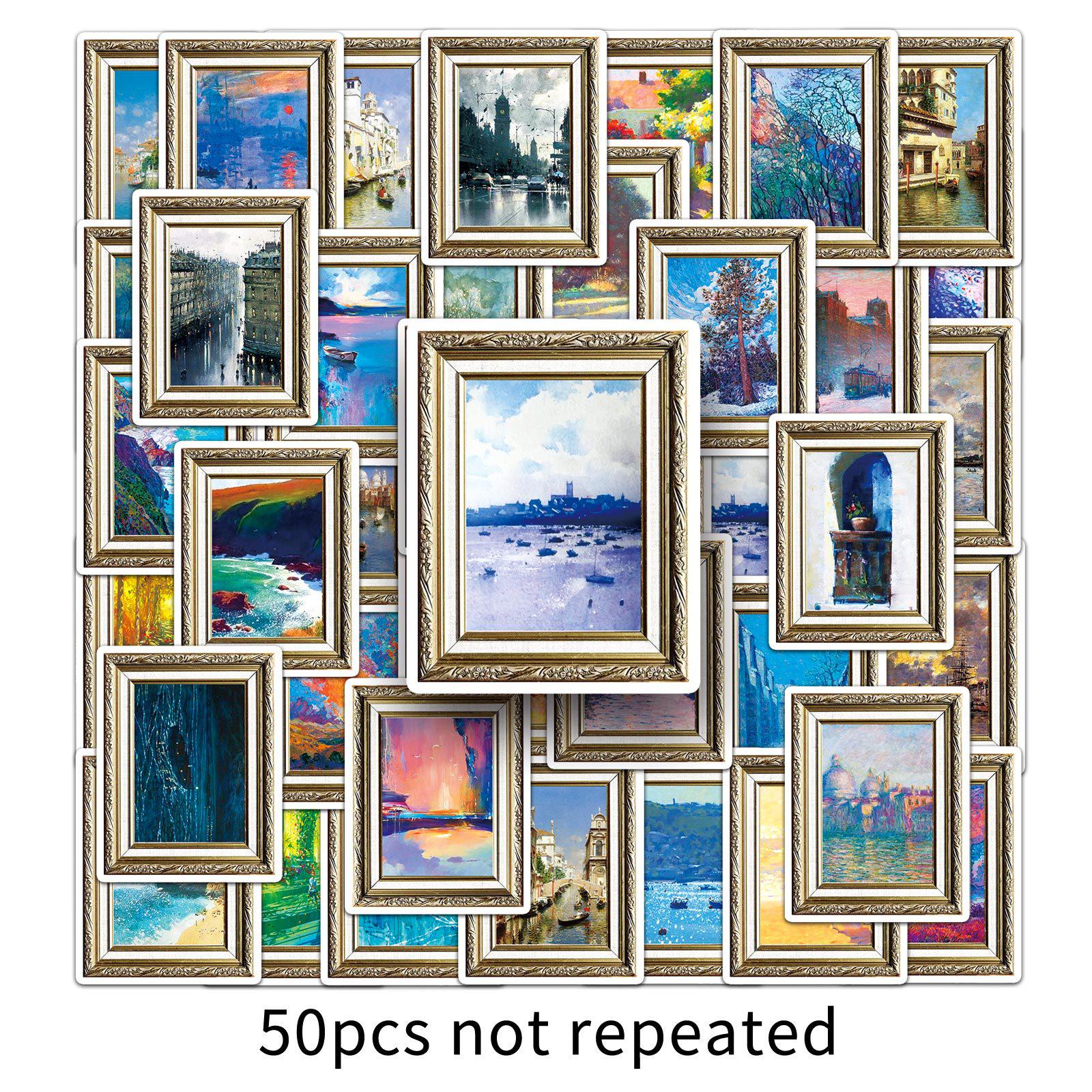 50pcs Retro Art Style Waterproof Graffiti Stickers for Phone Cases and Luggage