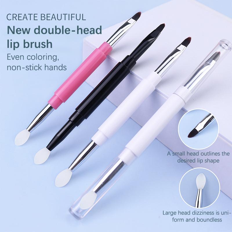 2 Head Multi-Use Silicone Lip Brush Beauty Lipstick Lipgloss Applicator Makeup Organizer Tool Cosmetic Spatula Brush