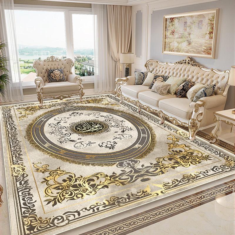 Evropský styl Zlatý koberec Obývací pokoj Luxusní dekorace Flanel Velké koberce Prostor pro pohovku Konferenční stolky Protiskluzová Měkká podložka Ložnice