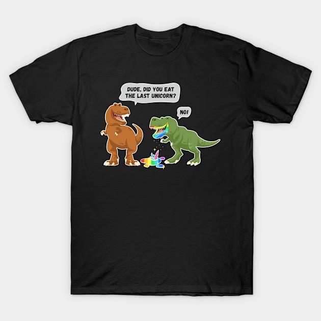 

Men Black Print T-shirt Dinosaur Did You Eat The Last Unicorn No-Cut Transfer Paper Print Cotton Tshirt S чорний