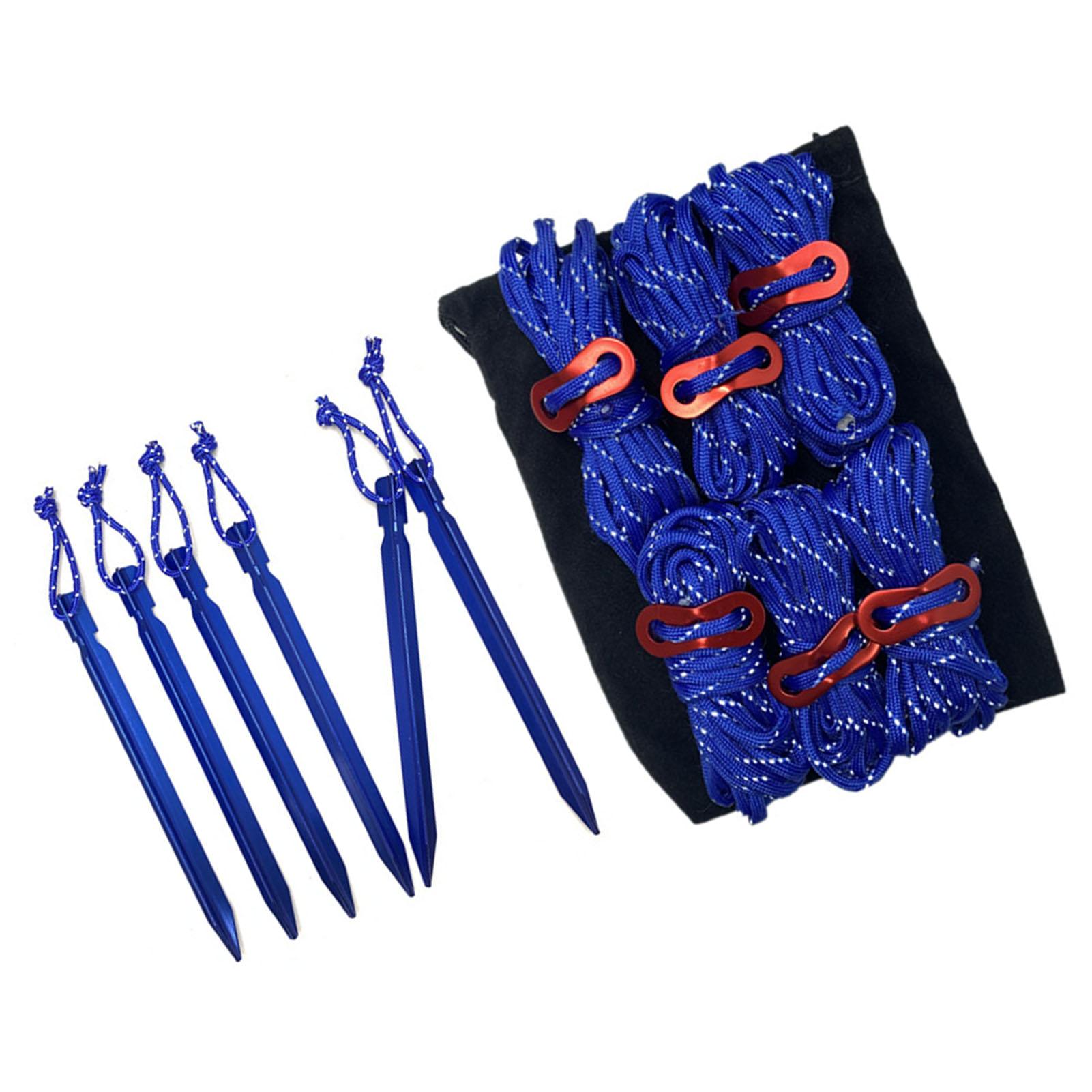 

Tent Ropes Peg Buckles Reflective Ropes Set with Storage Bag for Outdoor Camping Blue синій