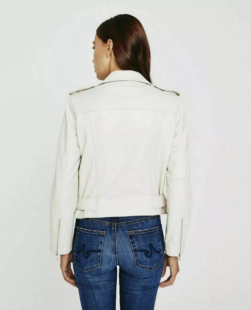 Slim Fit Biker Jacket Women Lambskin Soft Real Leather Jacket Motorcycle White